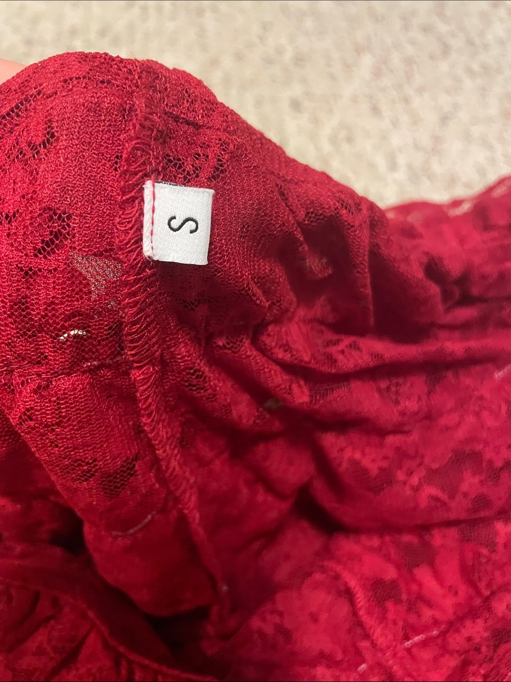 Red Ruffle Lace Shorts - Picture 2 of 4